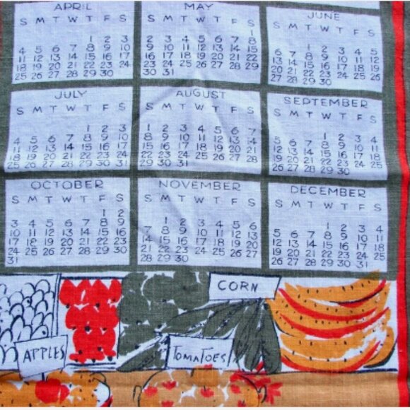 Vintage Vera Neumann 1965 Calendar Tea Towel Vera Ladybug Mid Century Modern MCM - Picture 3 of 8